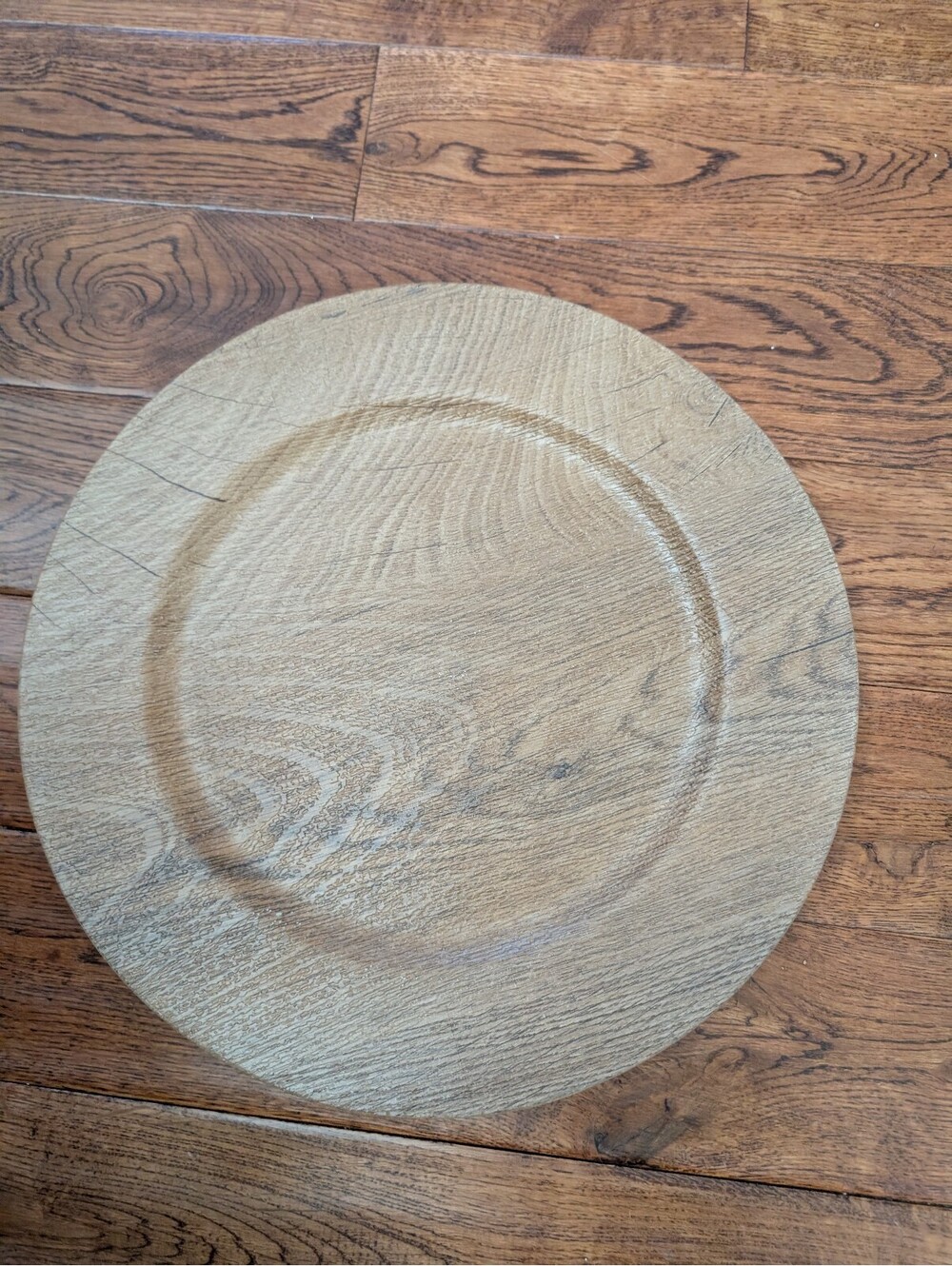 Set of 4 Wood Look 13" Diameter Fall Decorative Chargers/Plates NOT Food Safe